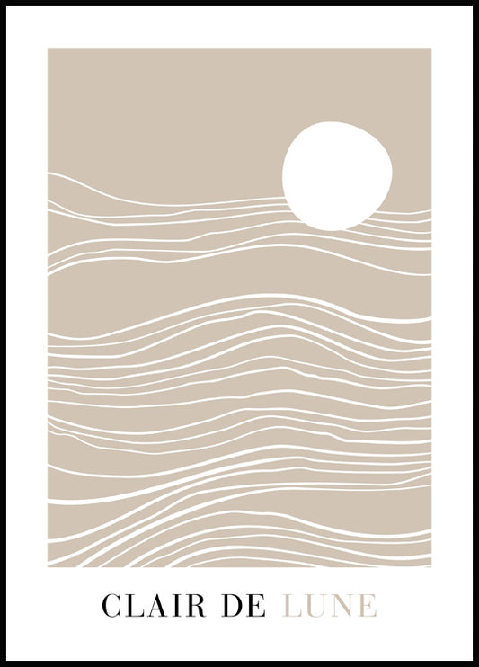 Watercolor clair de lune poster for nursery and home wall decor.