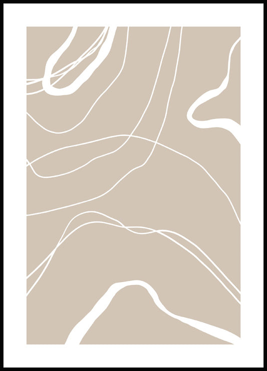 Watercolor white lines poster for nursery and home wall decor.