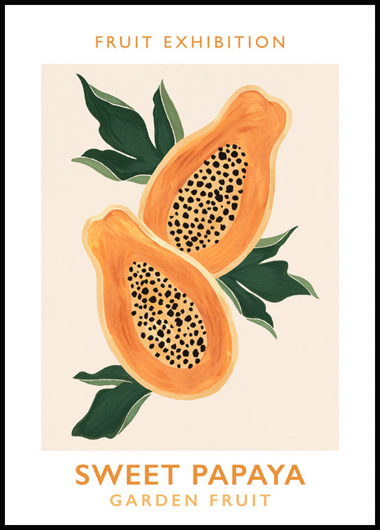 Watercolor sweet papaya poster for nursery and home wall decor.