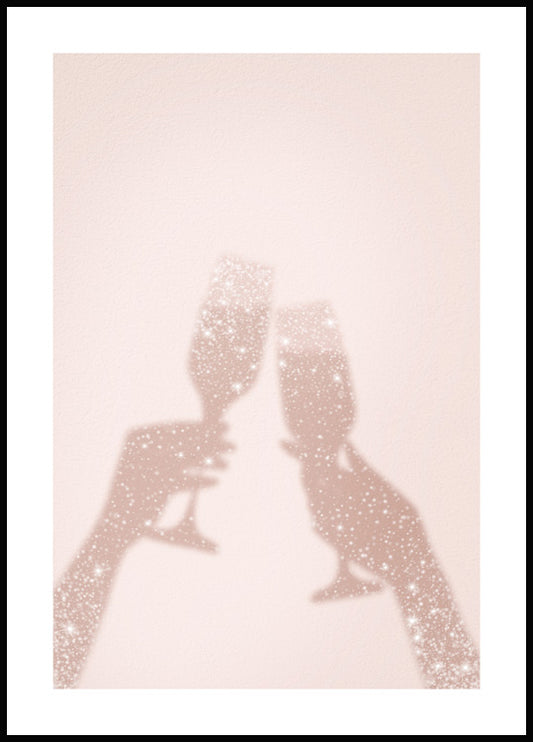 Watercolor champagne cheer for nursery and home wall decor.