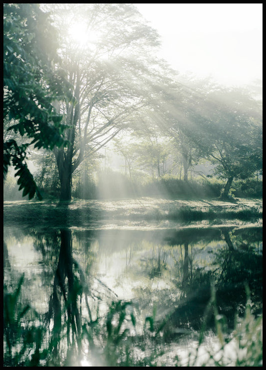 Watercolor sunbeams reflection poster for nursery and home wall decor.