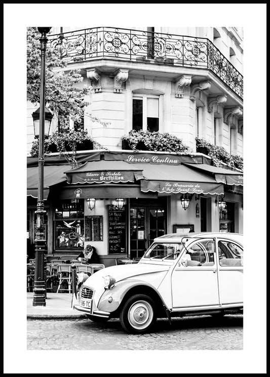 Watercolor paris corner poster for nursery and home wall decor.