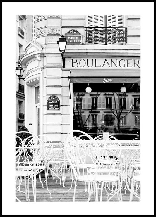 Watercolor paris boulangerie poster for nursery and home wall decor.