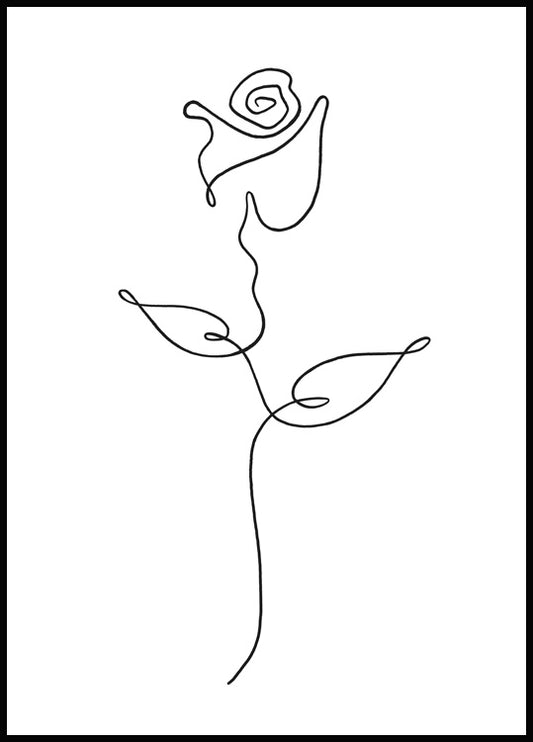 Watercolor rose line art poster for nursery and home wall decor.
