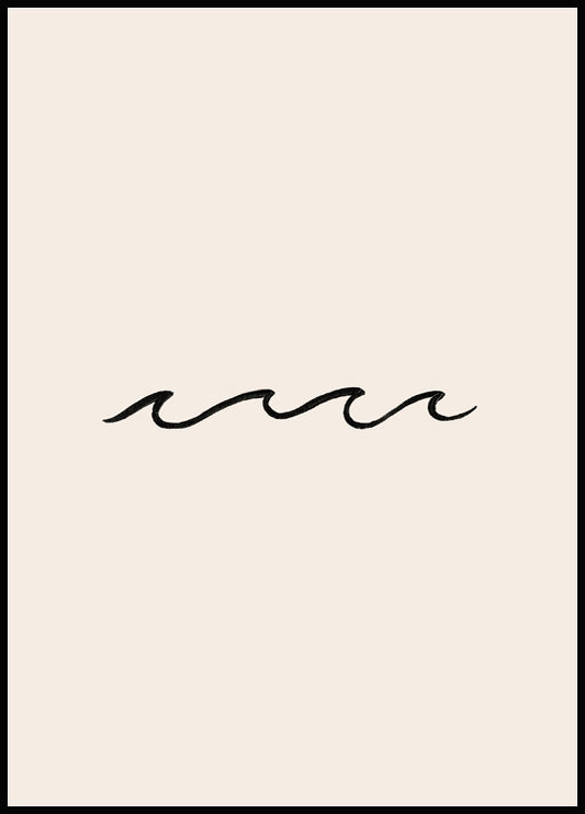 Watercolor simple wave poster for nursery and home wall decor.