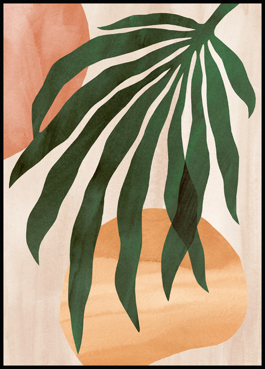 Watercolor abstract leaf poster for nursery and home wall decor.