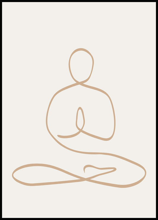 Watercolor lotus pose poster for nursery and home wall decor.