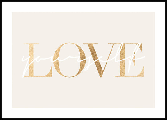 Watercolor love yourself poster for nursery and home wall decor.