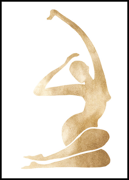 Watercolor gold figure poster for nursery and home wall decor.