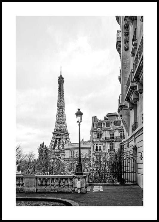 Watercolor paris street view poster for nursery and home wall decor.