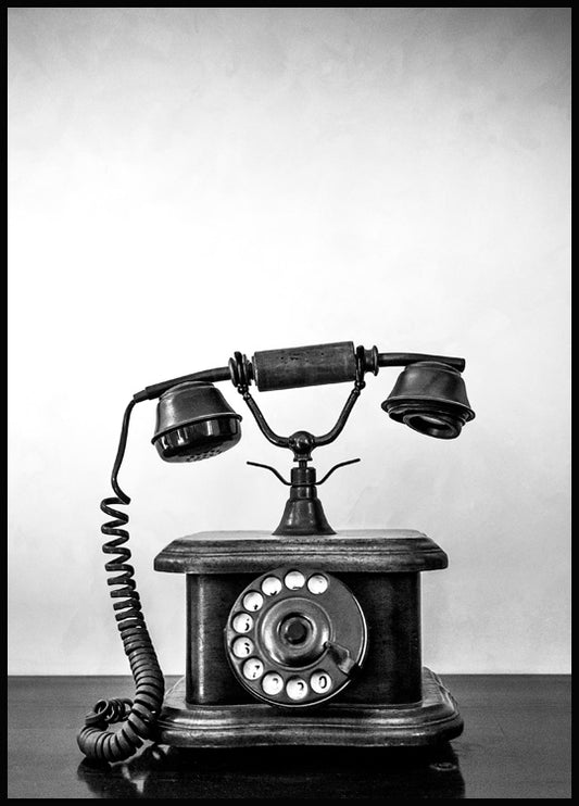 Watercolor vintage phone poster for nursery and home wall decor.