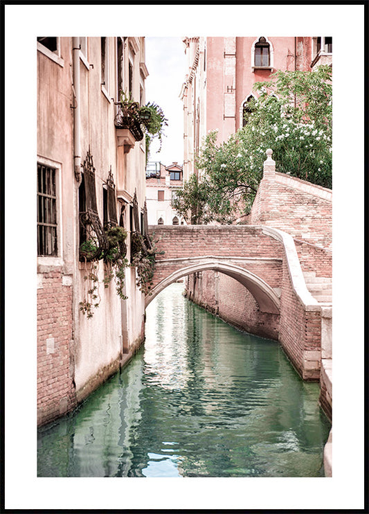 Watercolor canal in venice poster for nursery and home wall decor.