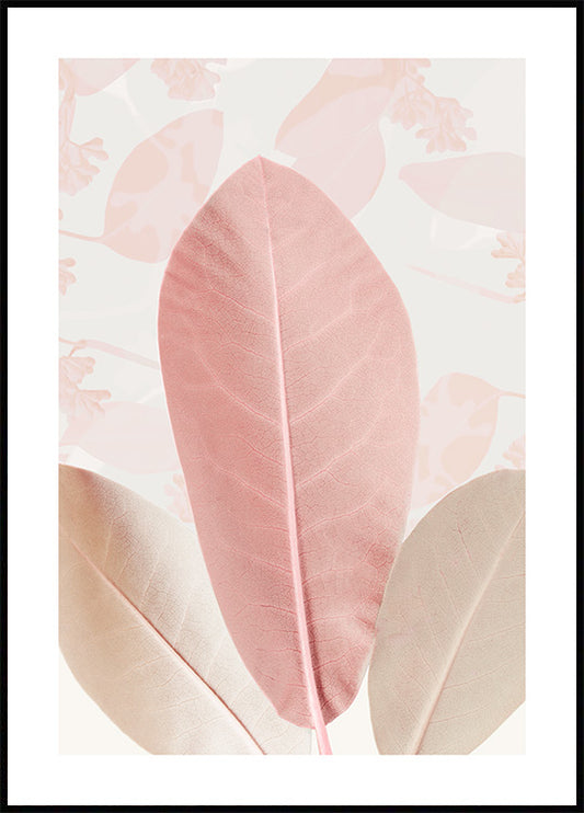 Watercolor pastel leaves poster for nursery and home wall decor.