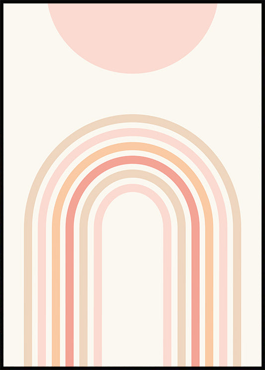 Watercolor pink arches poster for nursery and home wall decor.