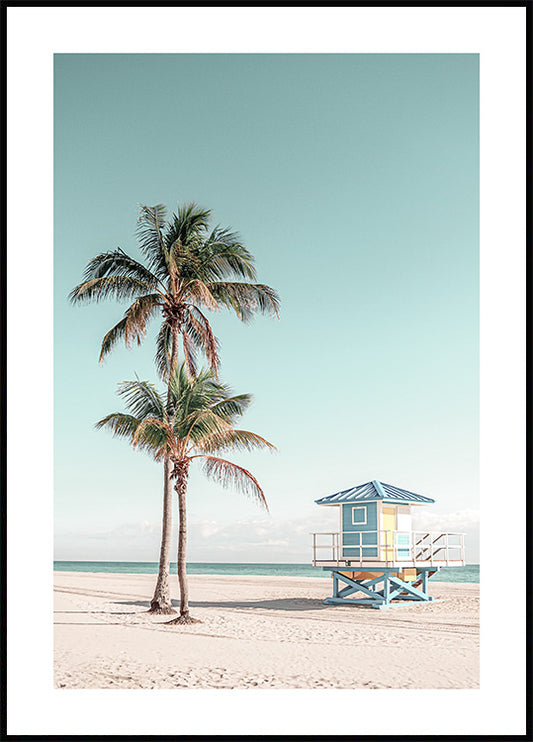 Watercolor palm beach poster for nursery and home wall decor.