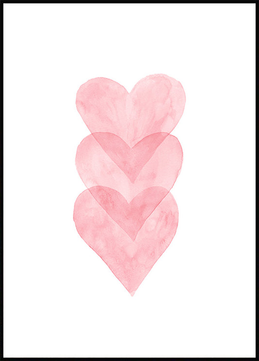 Watercolor watercolour hearts poster for nursery and home wall decor.
