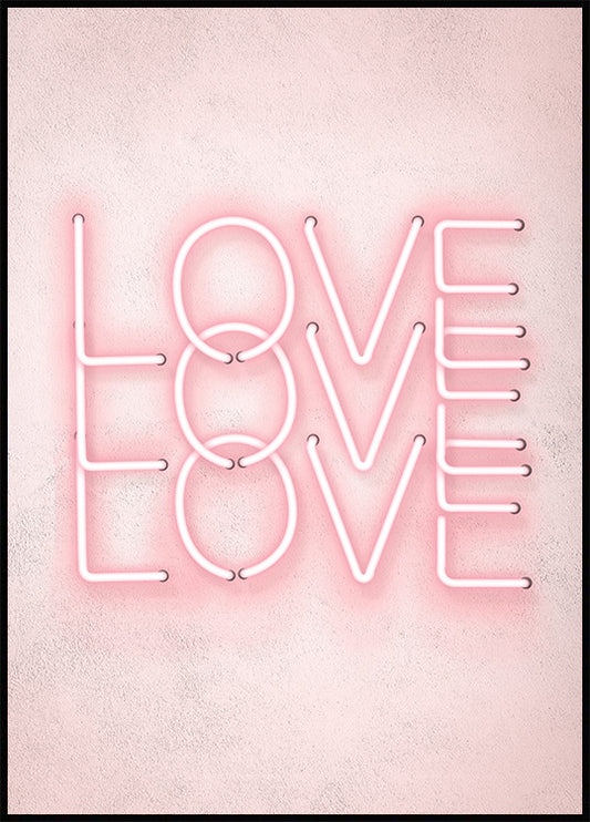 Watercolor love times three poster for nursery and home wall decor.