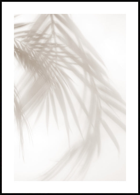 Watercolor palm leaves shadow poster for nursery and home wall decor.