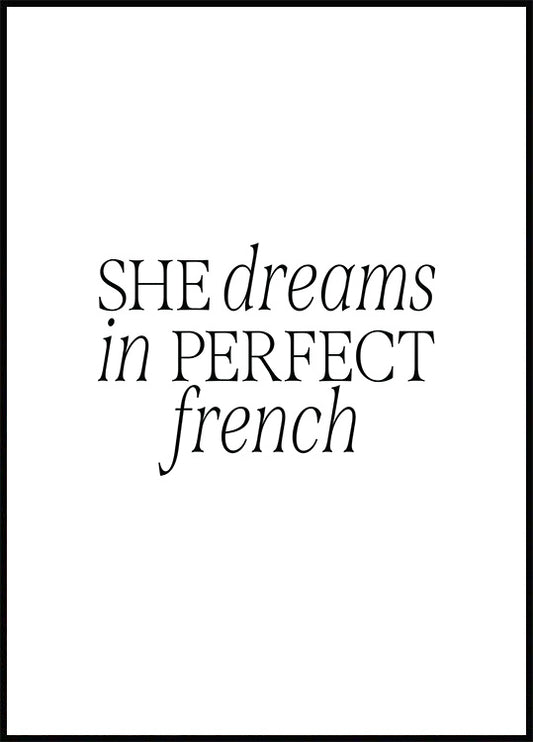 Watercolor she dreams poster for nursery and home wall decor.