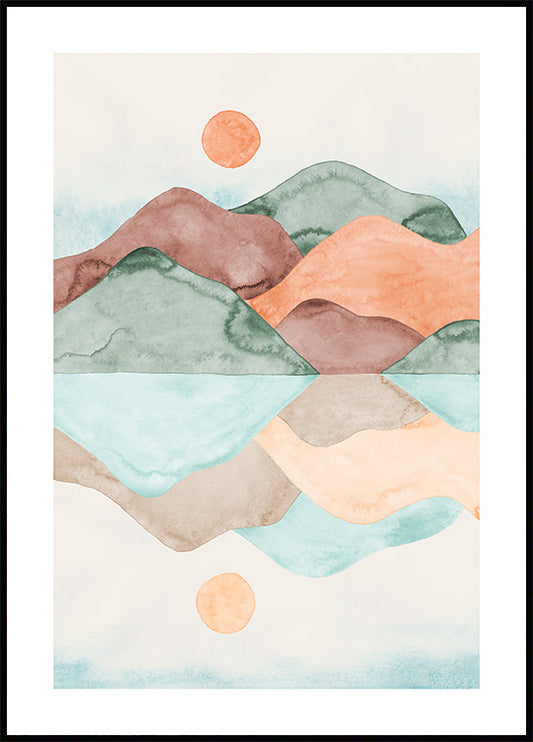Watercolor watercolour reflection poster for nursery and home wall decor.
