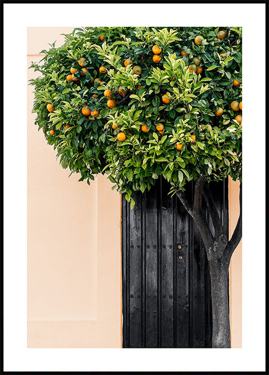 Watercolor citrus tree poster for nursery and home wall decor.