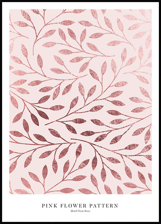 Watercolor pink flower pattern poster for nursery and home wall decor.