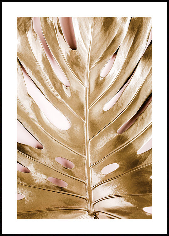Watercolor gold leaf no2 poster for nursery and home wall decor.