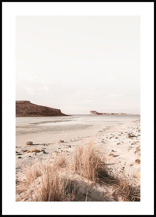 Watercolor sandy lagoon poster for nursery and home wall decor.