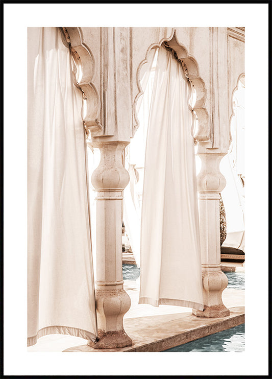 Watercolor beige arches poster for nursery and home wall decor.