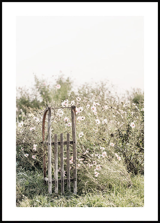 Watercolor flowers fence poster for nursery and home wall decor.