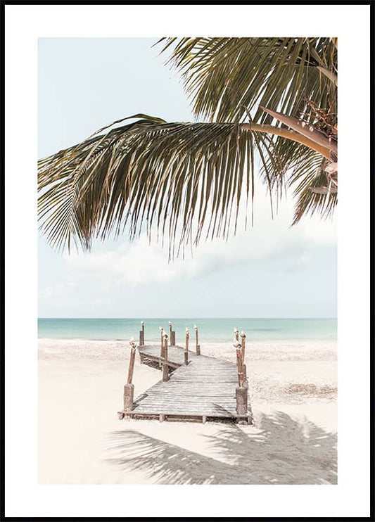 Watercolor beach pier poster for nursery and home wall decor.