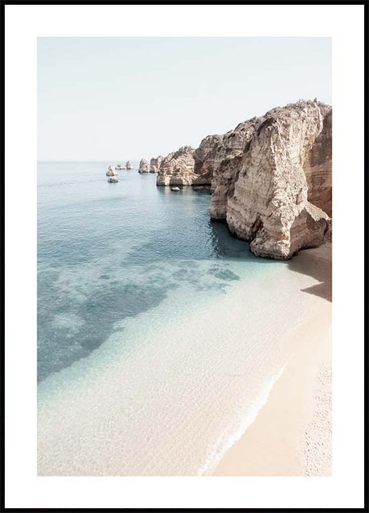 Watercolor lagos beach poster for nursery and home wall decor.