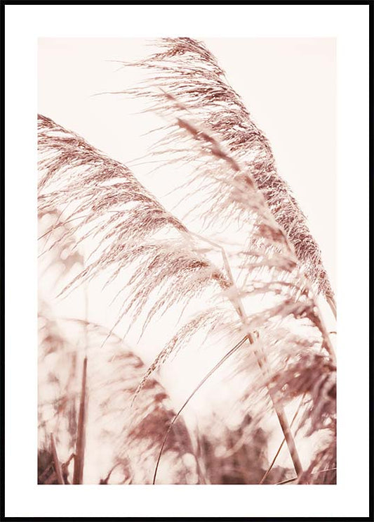 Watercolor reed in breeze poster for nursery and home wall decor.