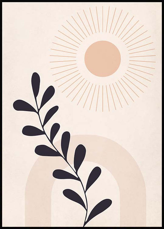 Watercolor shapes & botanical no2 poster for nursery and home wall decor.