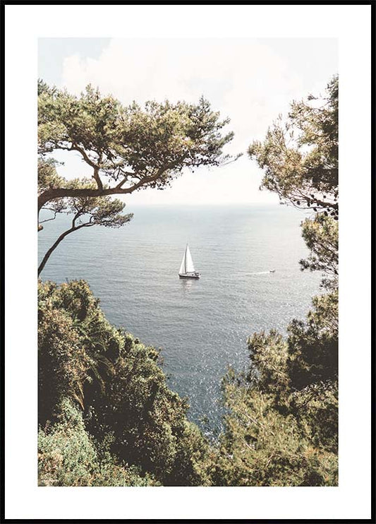 Watercolor tuscany boat poster for nursery and home wall decor.