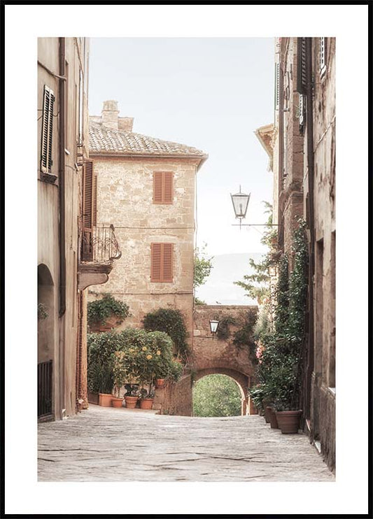 Watercolor old town italy poster for nursery and home wall decor.