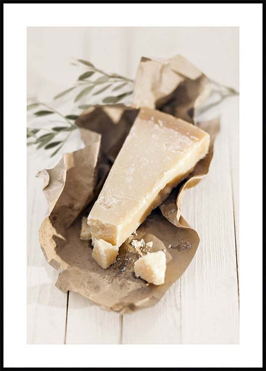 Watercolor parmesan cheese poster for nursery and home wall decor.
