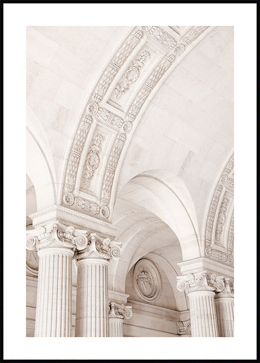 Watercolor elegant pillars poster for nursery and home wall decor.