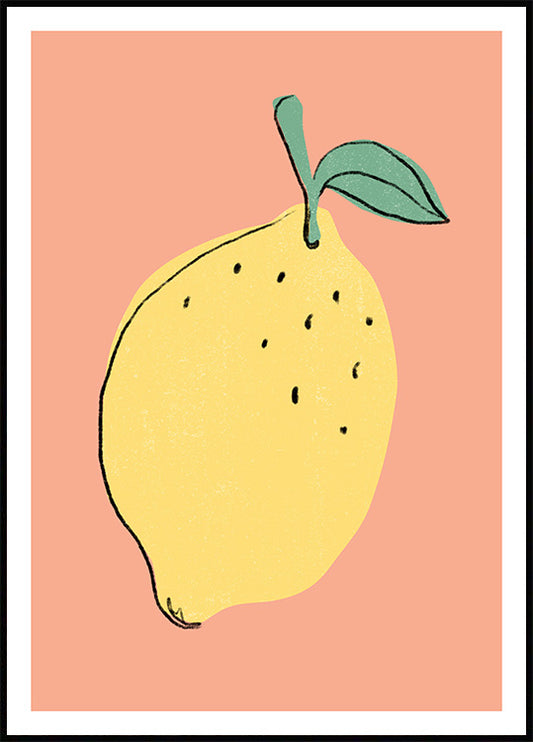 Watercolor lemon illustration poster for nursery and home wall decor.