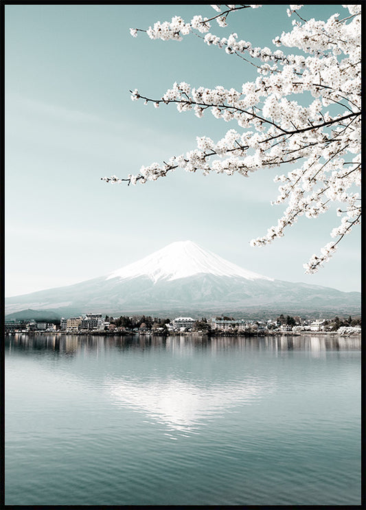 Watercolor fujiyama poster for nursery and home wall decor.