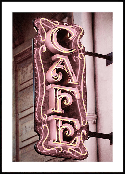 Watercolor cafe sign poster for nursery and home wall decor.