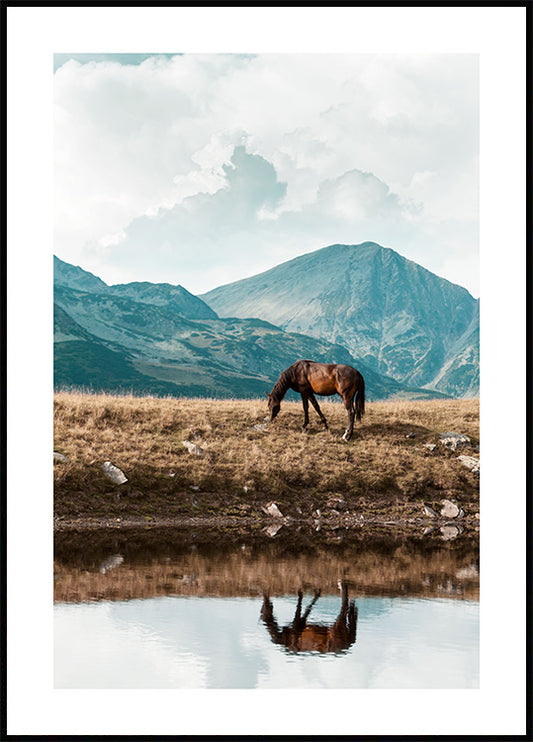 Watercolor highland horse poster for nursery and home wall decor.