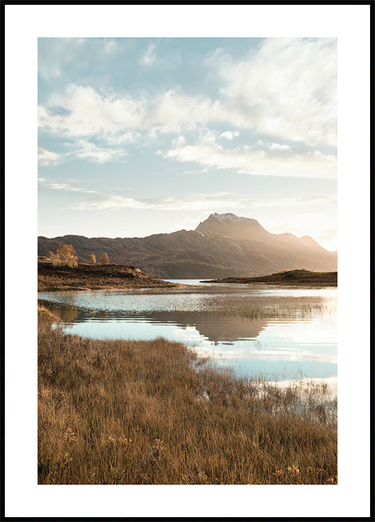 Watercolor early morning scenery poster for nursery and home wall decor.