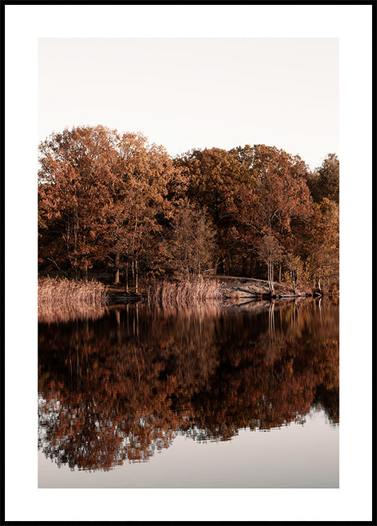 Watercolor mirroring lake poster for nursery and home wall decor.