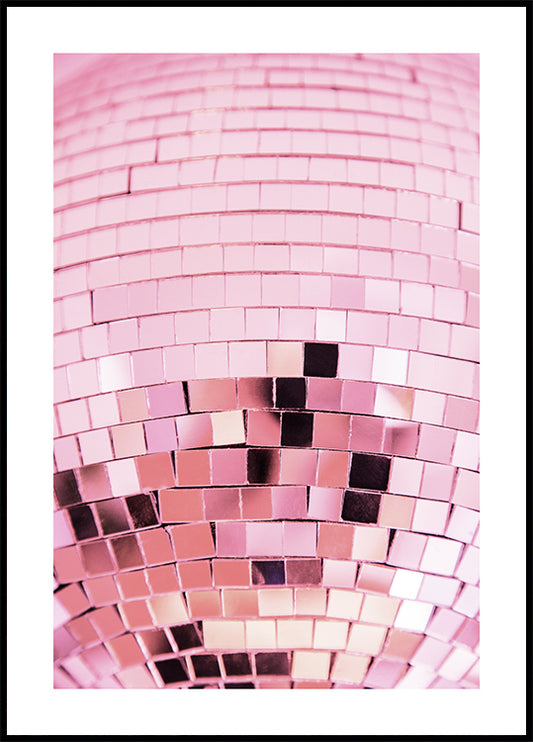 Watercolor pink disco poster for nursery and home wall decor.