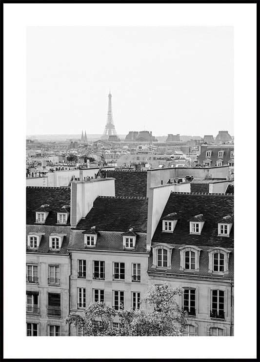 Watercolor paris cityscape poster for nursery and home wall decor.