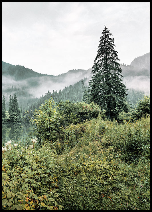 Watercolor forest landscape no2 poster for nursery and home wall decor.