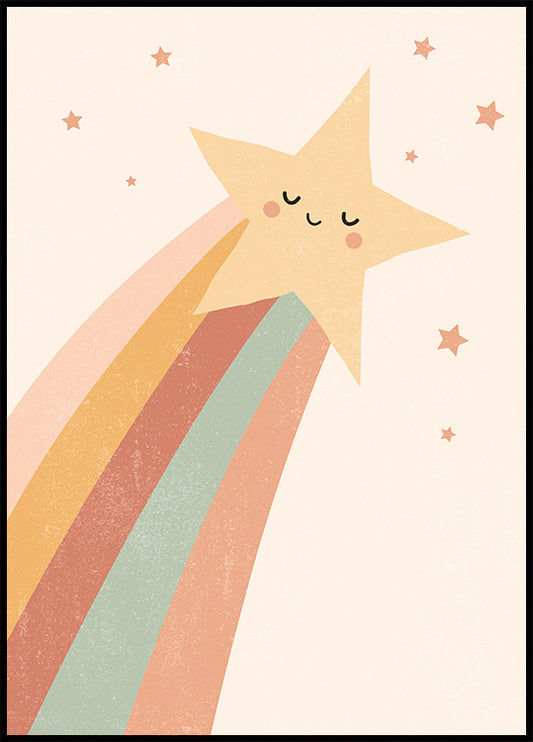 Watercolor shooting star poster for nursery and home wall decor.