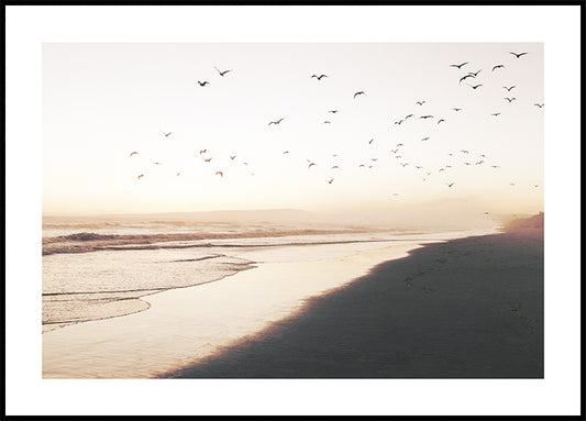 Watercolor free beach poster for nursery and home wall decor.