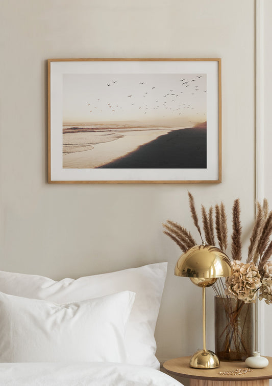 Watercolor free beach poster for nursery and home wall decor.